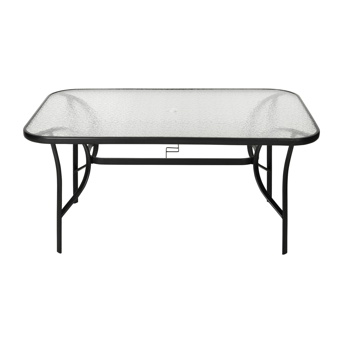 Flash Furniture TLH-SC-094L-BLK-GG Commercial 35x59 Tempered Glass and Steel Patio Table with Umbrella Hole-Black (Clear Top/Black Frame) - View 6