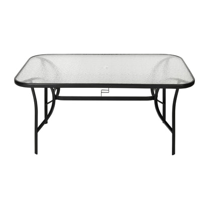 Flash Furniture TLH-SC-094L-BLK-GG Commercial 35x59 Tempered Glass and Steel Patio Table with Umbrella Hole-Black (Clear Top/Black Frame) - View 6