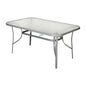 Flash Furniture TLH-SC-094L-SV-GG Commercial 35x59 Tempered Glass and Steel Patio Table with Umbrella Hole-Silver (Clear Top/Silver Frame) - Main view