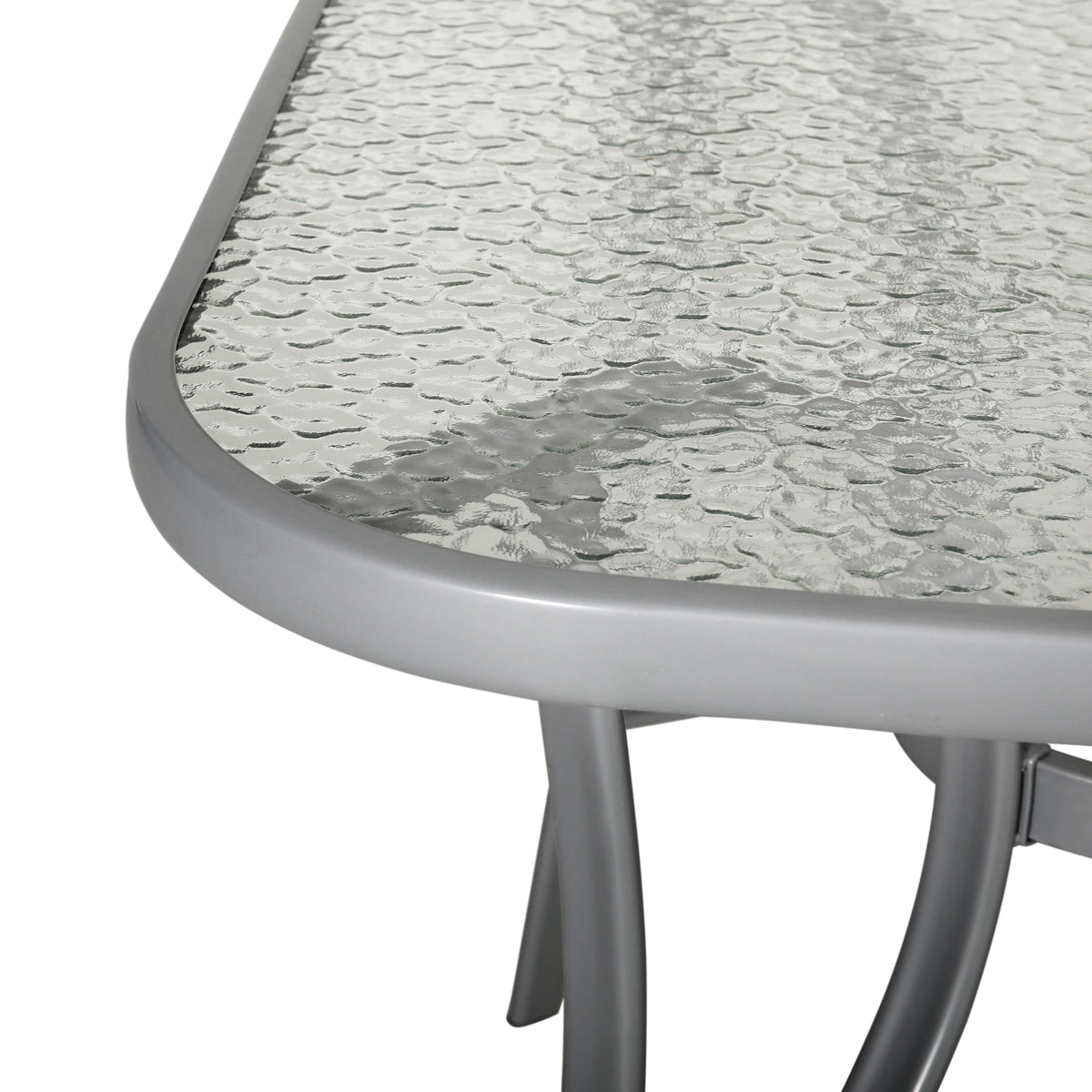 Flash Furniture TLH-SC-094L-SV-GG Commercial 35x59 Tempered Glass and Steel Patio Table with Umbrella Hole-Silver (Clear Top/Silver Frame) - View 4