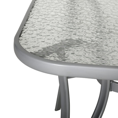 Flash Furniture TLH-SC-094L-SV-GG Commercial 35x59 Tempered Glass and Steel Patio Table with Umbrella Hole-Silver (Clear Top/Silver Frame) - View 4