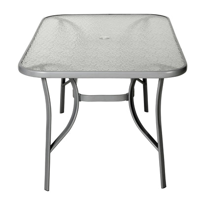 Flash Furniture TLH-SC-094L-SV-GG Commercial 35x59 Tempered Glass and Steel Patio Table with Umbrella Hole-Silver (Clear Top/Silver Frame) - View 5