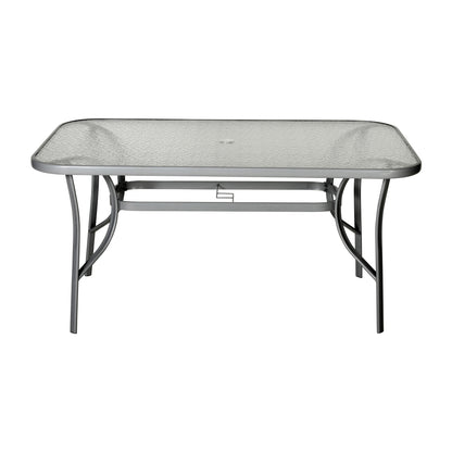Flash Furniture TLH-SC-094L-SV-GG Commercial 35x59 Tempered Glass and Steel Patio Table with Umbrella Hole-Silver (Clear Top/Silver Frame) - View 6