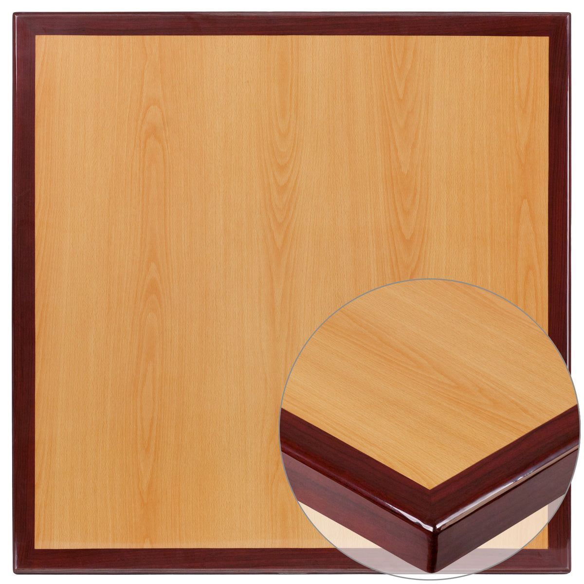 Flash Furniture TP-2TONE-3636-GG 36" Square 2-Tone Cherry & Mahogany Resin Table Top with 2" Thick Drop-Lip - Main view