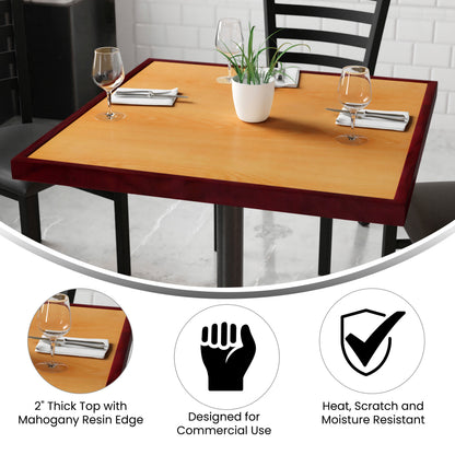 Flash Furniture TP-2TONE-3636-GG 36" Square 2-Tone Cherry & Mahogany Resin Table Top with 2" Thick Drop-Lip - View 2