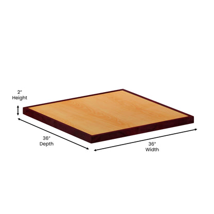 Flash Furniture TP-2TONE-3636-GG 36" Square 2-Tone Cherry & Mahogany Resin Table Top with 2" Thick Drop-Lip - View 3