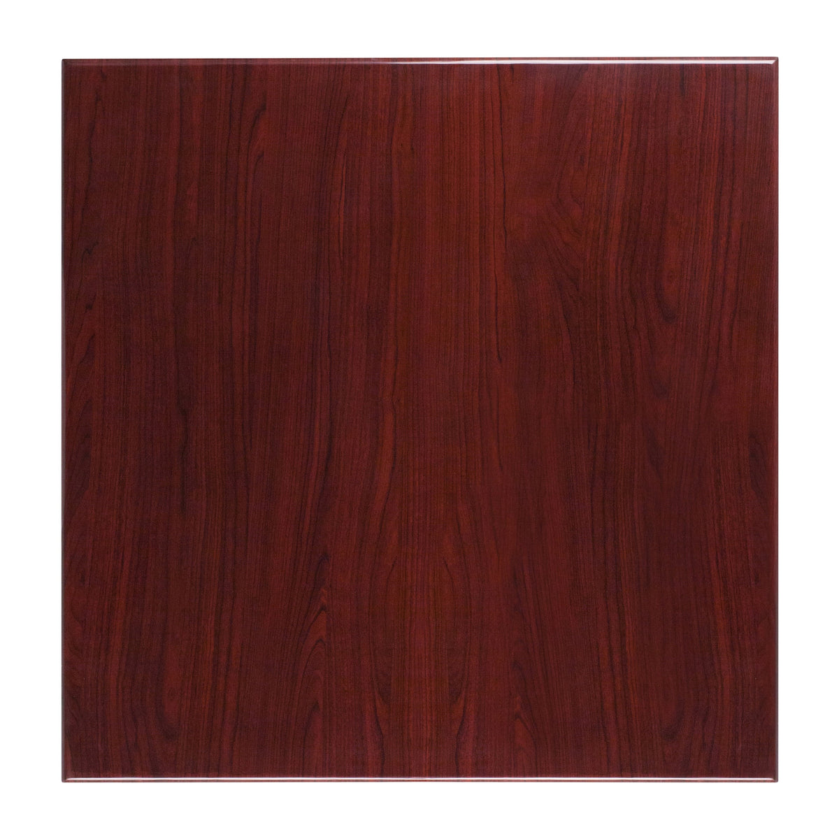 Flash Furniture TP-MAH-3636-GG 36" Square High-Gloss Mahogany Resin Table Top with 2" Thick Drop-Lip - Main view