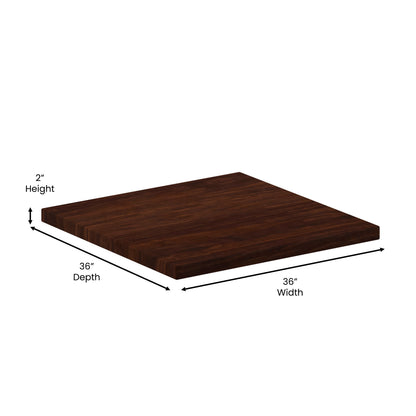 Flash Furniture TP-WAL-3636-GG 36" Square High-Gloss Walnut Resin Table Top with 2" Thick Drop-Lip - View 3