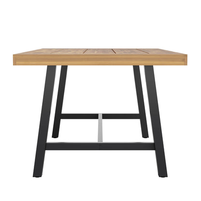 Flash Furniture TT-TT01122-1A-NAT-GG All Weather Commercial Acacia Wood Top Patio Table with Metal Base-Natural/Black - View 5