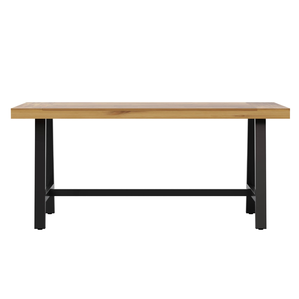 Flash Furniture TT-TT01122-1A-NAT-GG All Weather Commercial Acacia Wood Top Patio Table with Metal Base-Natural/Black - View 6