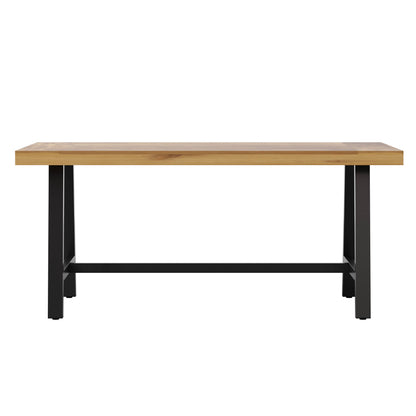 Flash Furniture TT-TT01122-1A-NAT-GG All Weather Commercial Acacia Wood Top Patio Table with Metal Base-Natural/Black - View 6