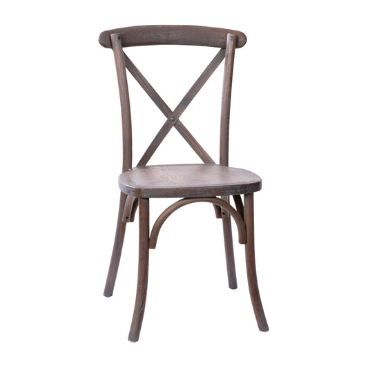 Flash Furniture X-BACK-BURDRIFT Gray Wash Dark Driftwood X-Back Dining Chairs - Main view