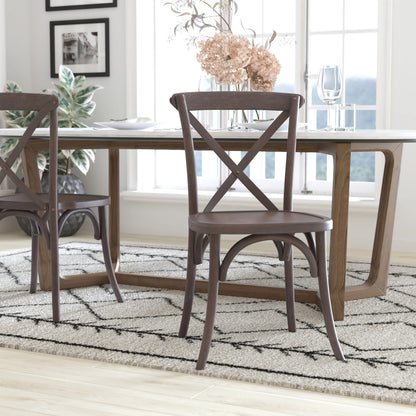 Flash Furniture X-BACK-BURDRIFT Gray Wash Dark Driftwood X-Back Dining Chairs - View 2