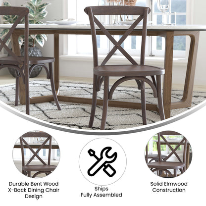 Flash Furniture X-BACK-BURDRIFT Gray Wash Dark Driftwood X-Back Dining Chairs - View 3