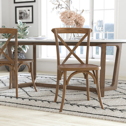 Flash Furniture X-BACK-DNAT Hand Scraped Dark Natural X-Back Chair - View 2