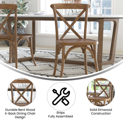 Flash Furniture X-BACK-DNAT Hand Scraped Dark Natural X-Back Chair - View 3