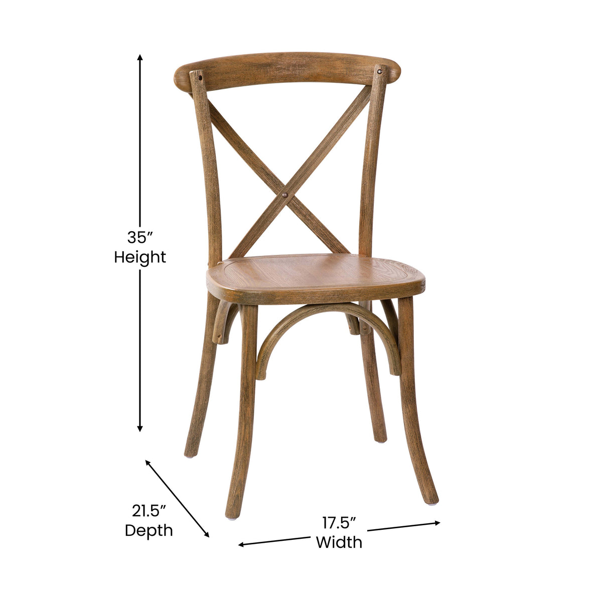 Flash Furniture X-BACK-DNAT Hand Scraped Dark Natural X-Back Chair - View 5