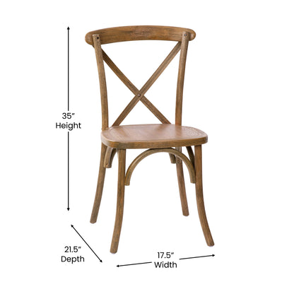 Flash Furniture X-BACK-DNAT Hand Scraped Dark Natural X-Back Chair - View 5