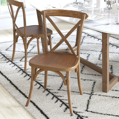Flash Furniture X-BACK-DNAT Hand Scraped Dark Natural X-Back Chair - View 6