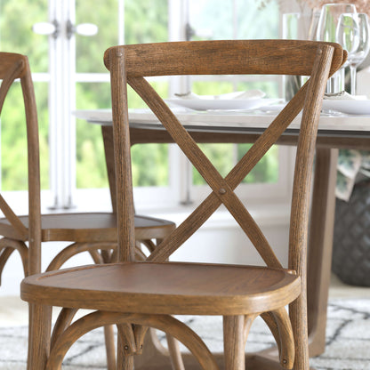 Flash Furniture X-BACK-DNAT Hand Scraped Dark Natural X-Back Chair - View 7
