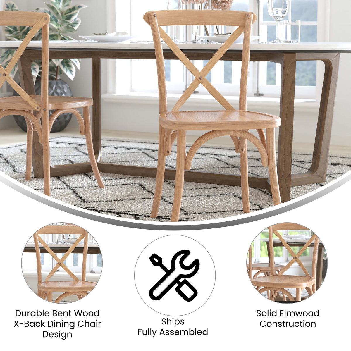Flash Furniture X-BACK-DRIFT Driftwood X-Back Chair - View 3