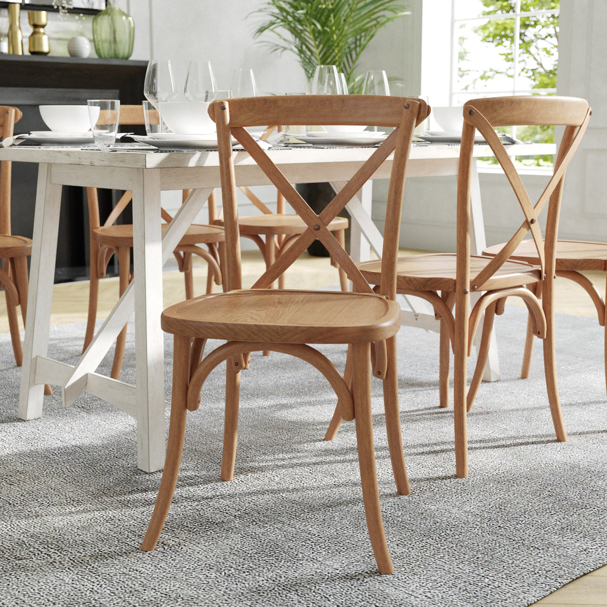 Flash Furniture X-BACK-LB Light Brown X-Back Chair - View 2