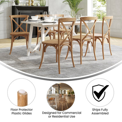 Flash Furniture X-BACK-LB Light Brown X-Back Chair - View 3