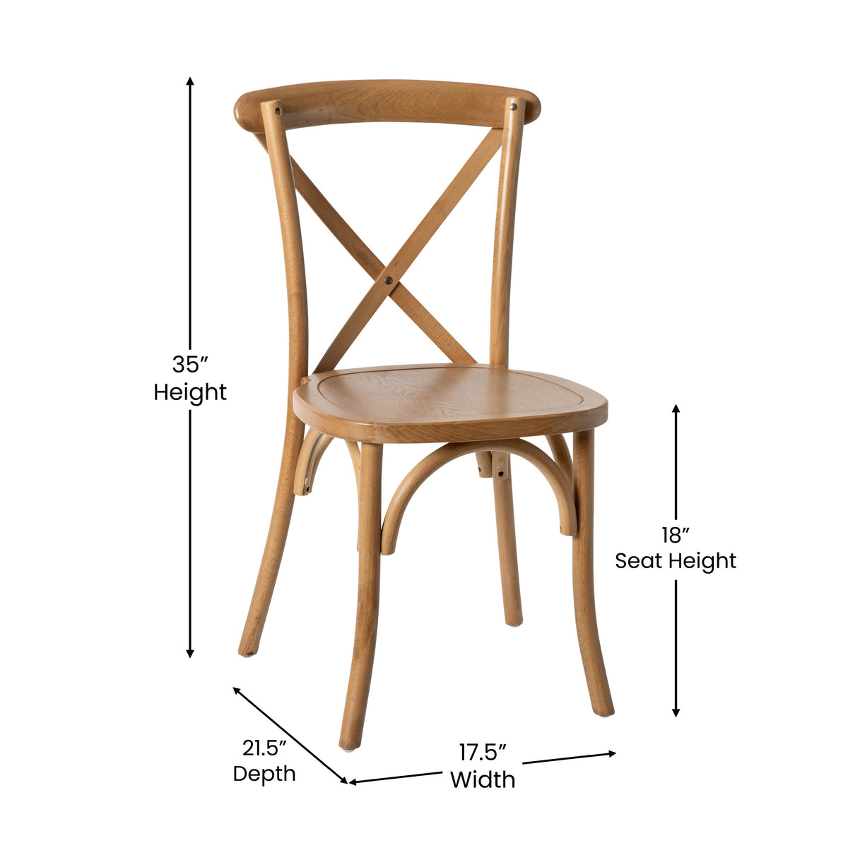 Flash Furniture X-BACK-LB Light Brown X-Back Chair - View 5