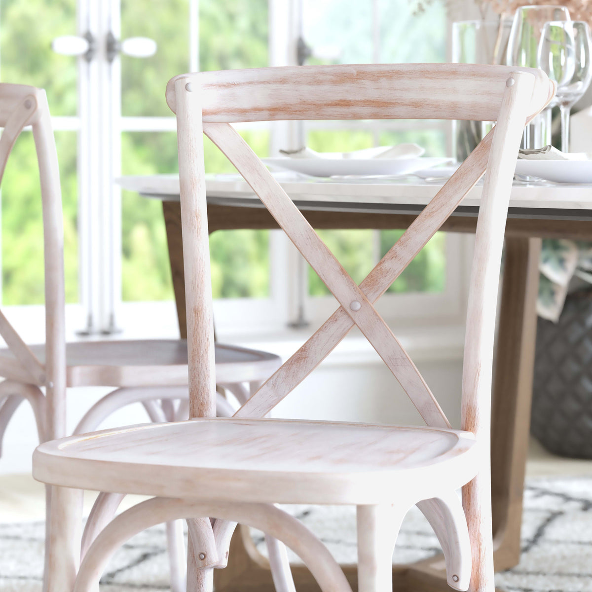 Flash Furniture X-BACK-LW Lime Wash X-Back Chair - View 7