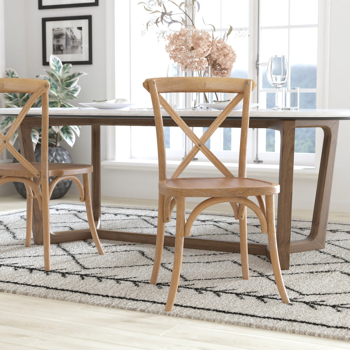 Flash Furniture X-BACK-MEDWHT Medium With White Grain X-Back Chair - View 2