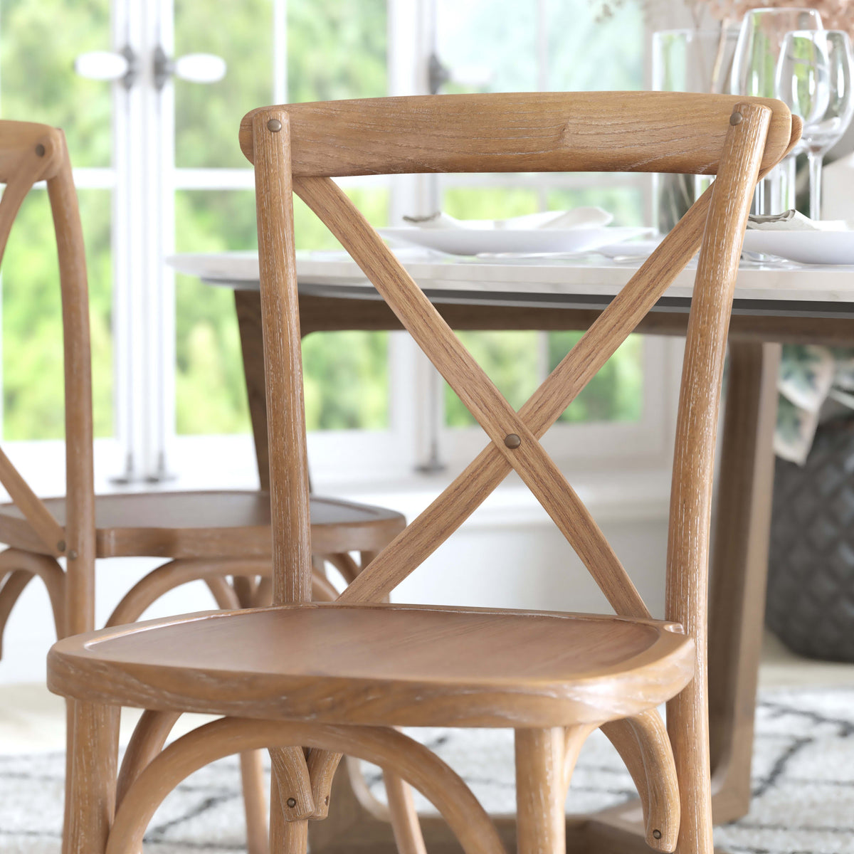 Flash Furniture X-BACK-MEDWHT Medium With White Grain X-Back Chair - View 7