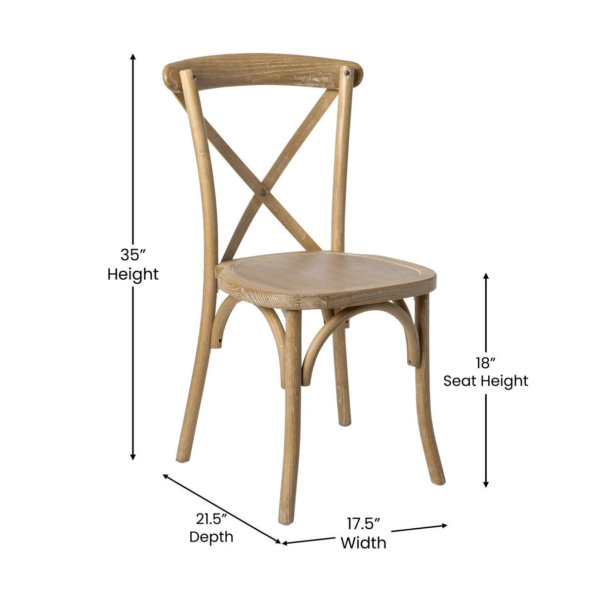 Flash Furniture X-BACK-MOWG Medium Natural With White Grain X-Back Chair - View 5