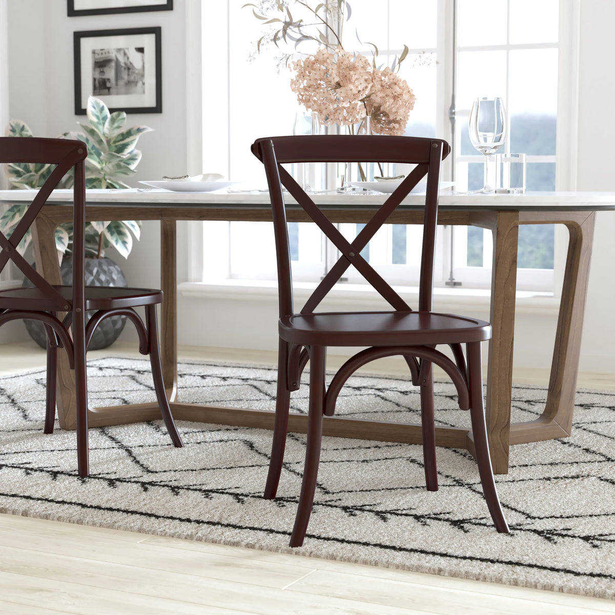 Flash Furniture X-BACK-W Walnut X-Back Chair - View 2