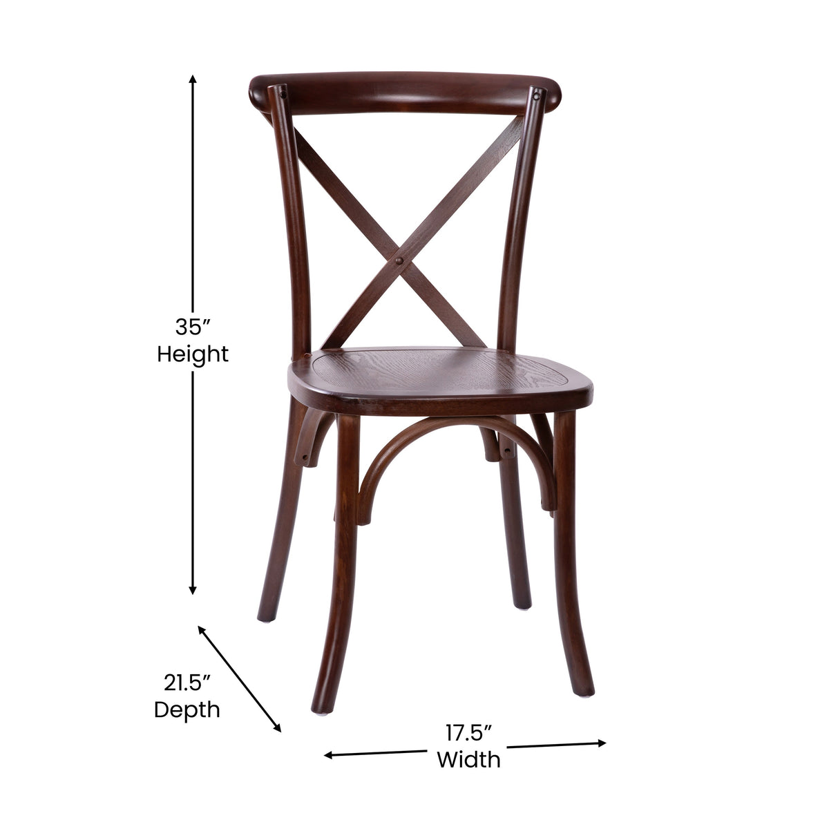 Flash Furniture X-BACK-W Walnut X-Back Chair - View 5