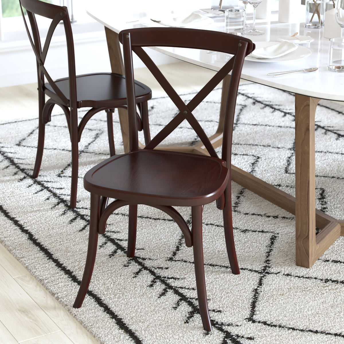 Flash Furniture X-BACK-W Walnut X-Back Chair - View 6