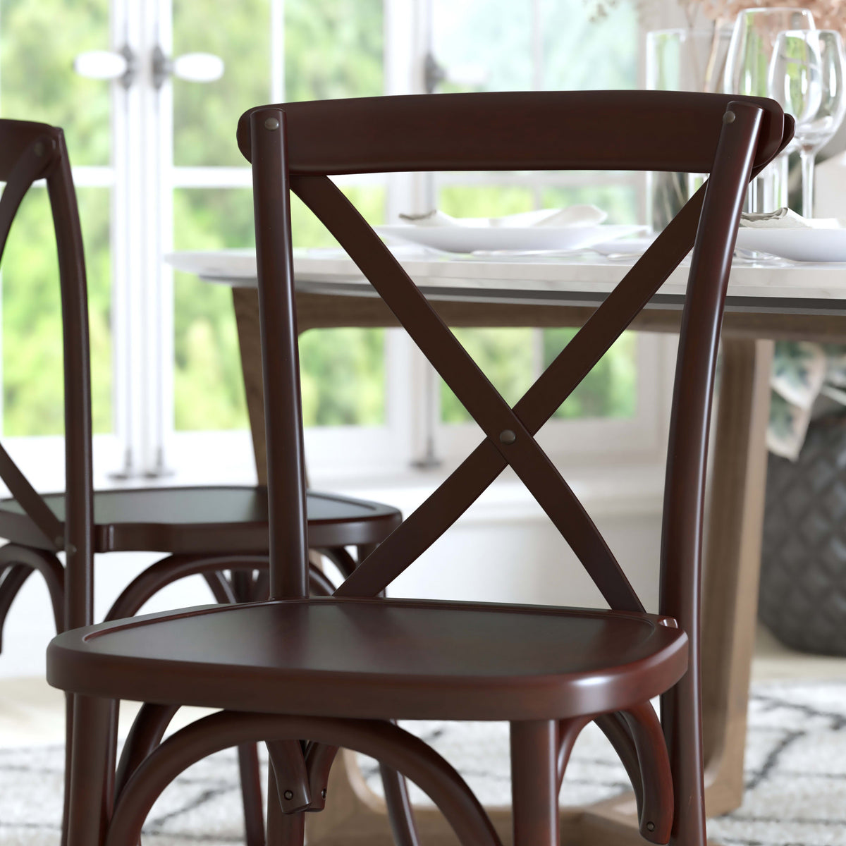 Flash Furniture X-BACK-W Walnut X-Back Chair - View 7