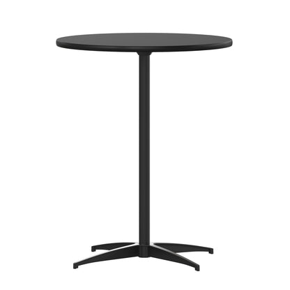 Flash Furniture XA-24-COTA-BK-GG 24" Round Wood Cocktail Table with 30" and 42" Columns (Black) - Main view