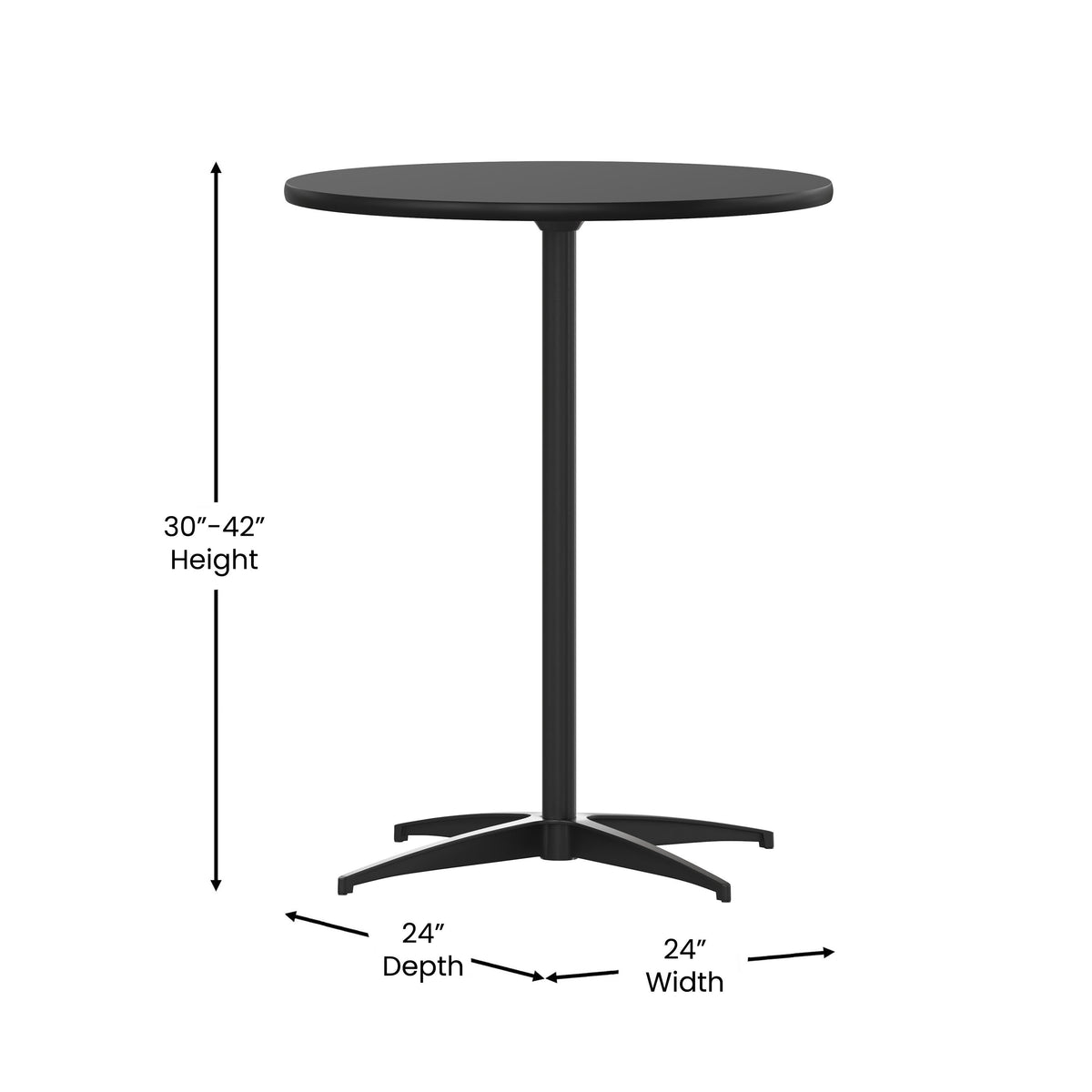 Flash Furniture XA-24-COTA-BK-GG 24" Round Wood Cocktail Table with 30" and 42" Columns (Black) - View 3