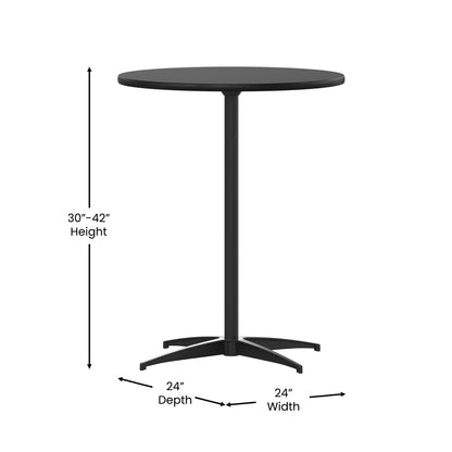 Flash Furniture XA-24-COTA-BK-GG 24" Round Wood Cocktail Table with 30" and 42" Columns (Black) - View 3