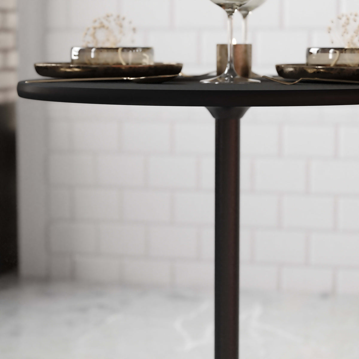 Flash Furniture XA-24-COTA-BK-GG 24" Round Wood Cocktail Table with 30" and 42" Columns (Black) - View 5