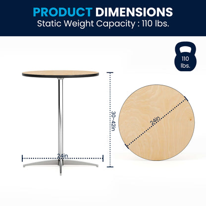 Flash Furniture XA-24-COTA-GG 24" Round Wood Cocktail Table with 30" and 42" Columns (Natural) - View 3