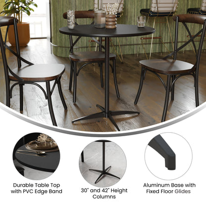Flash Furniture XA-30-COTA-BK-GG 30" Round Wood Cocktail Table with 30" and 42" Columns (Black) - View 2