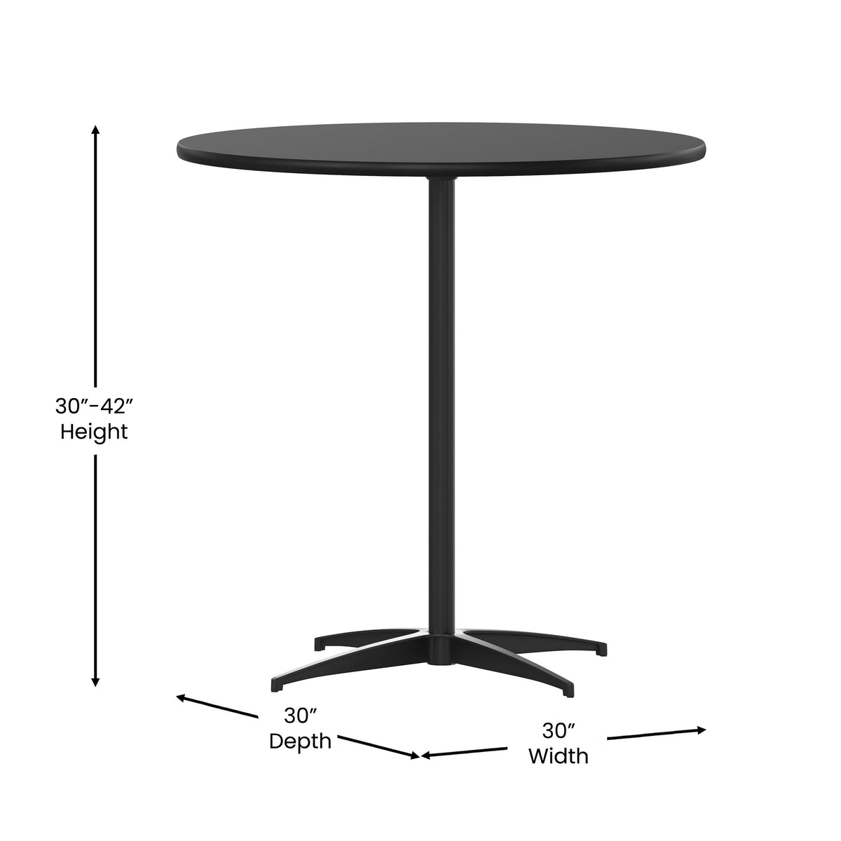 Flash Furniture XA-30-COTA-BK-GG 30" Round Wood Cocktail Table with 30" and 42" Columns (Black) - View 3