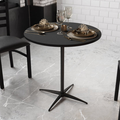 Flash Furniture XA-30-COTA-BK-GG 30" Round Wood Cocktail Table with 30" and 42" Columns (Black) - View 4