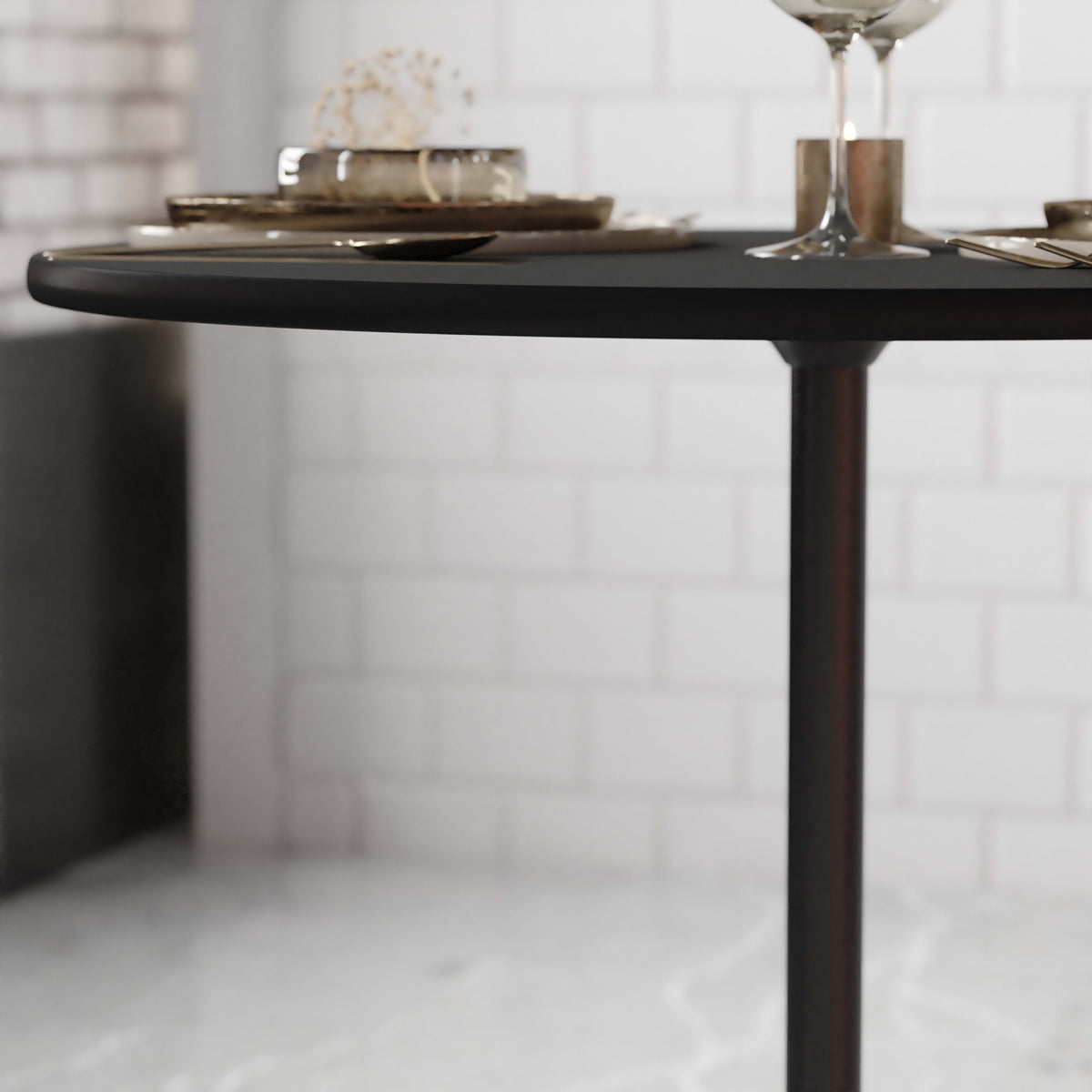 Flash Furniture XA-30-COTA-BK-GG 30" Round Wood Cocktail Table with 30" and 42" Columns (Black) - View 5