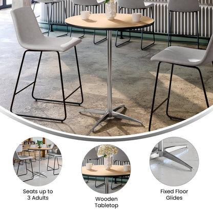 Flash Furniture XA-30-COTA-GG 30" Round Wood Cocktail Table with 30" and 42" Columns (Natural) - View 2