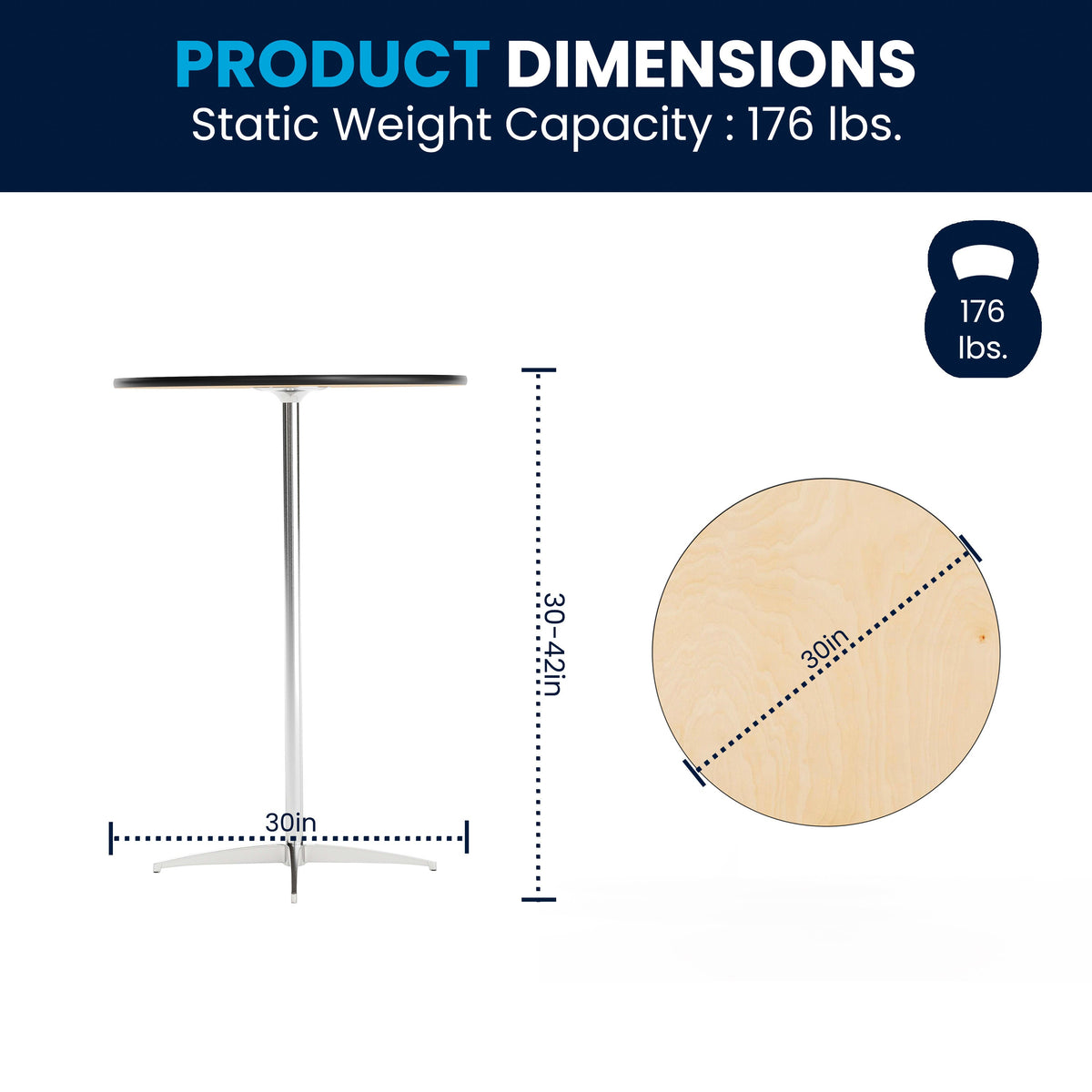 Flash Furniture XA-30-COTA-GG 30" Round Wood Cocktail Table with 30" and 42" Columns (Natural) - View 4