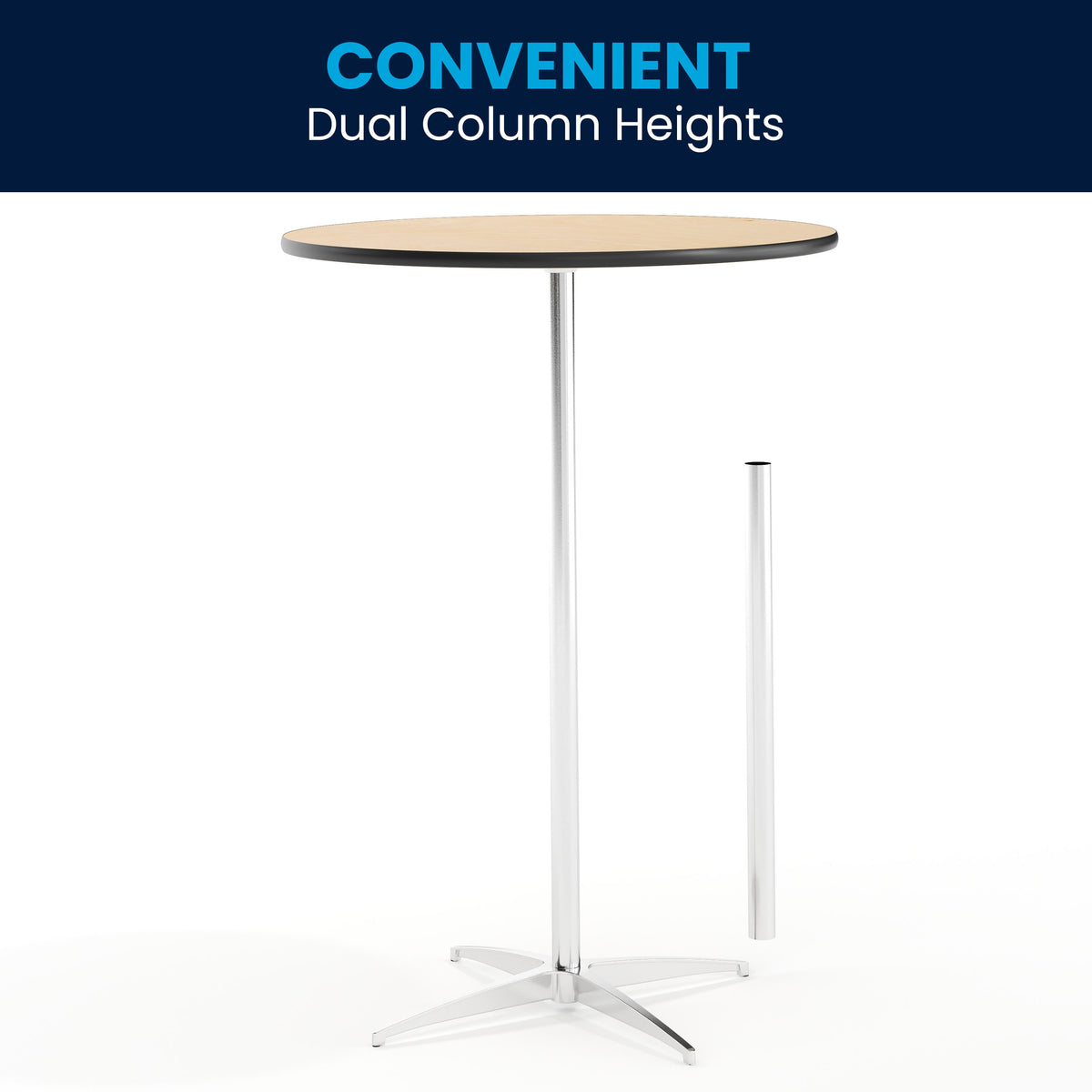 Flash Furniture XA-30-COTA-GG 30" Round Wood Cocktail Table with 30" and 42" Columns (Natural) - View 5