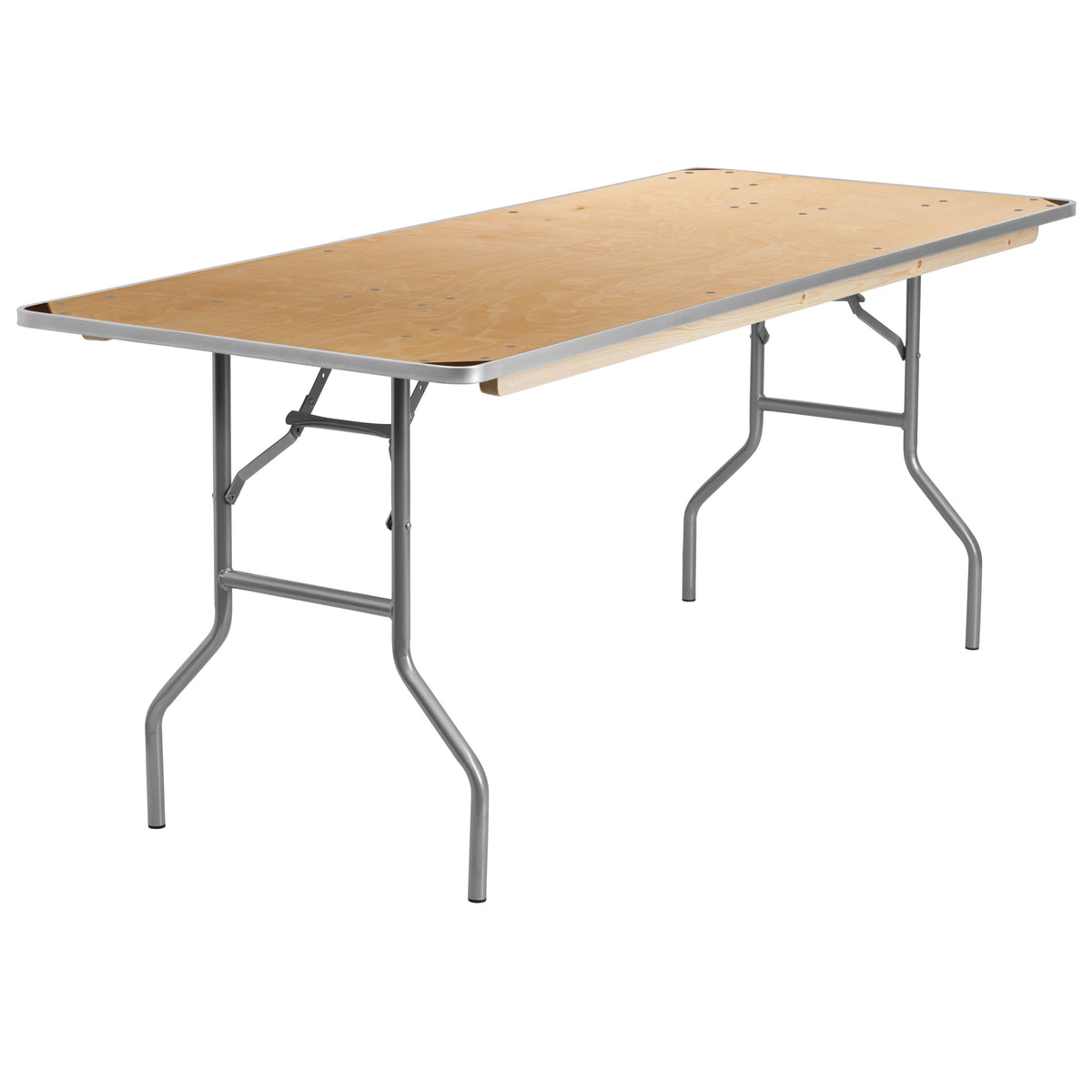 Flash Furniture XA-3072-BIRCH-M-GG 6-Foot Rectangular Birchwood Folding Banquet Table with Corner Guards - Main view