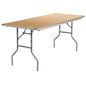 Flash Furniture XA-3072-BIRCH-M-GG 6-Foot Rectangular Birchwood Folding Banquet Table with Corner Guards - Main view